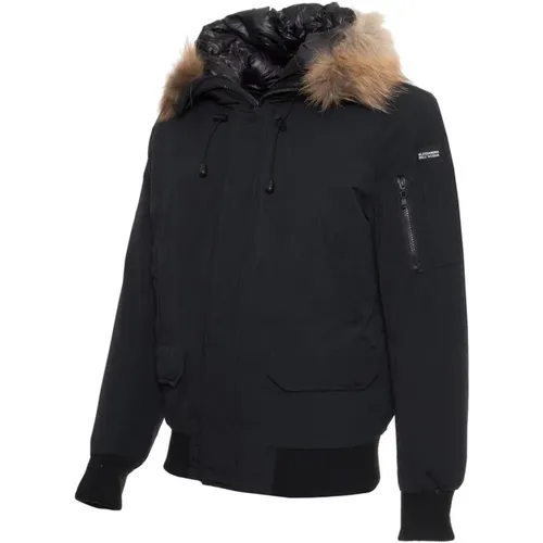 Eco Fur Collar Jacket with Logo Zip Closure , male, Sizes: M, XL, 3XL, L, 2XL - Alessandro Dell'Acqua - Modalova