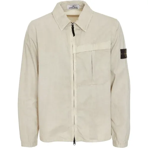 Kentkragen Overshirt mit Badge , Herren, Größe: 2XL - Stone Island - Modalova