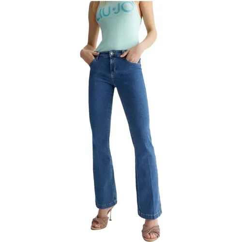Denim Flare Jeans with Beaded Detail , female, Sizes: W26, W30, W25, W27, W29 - Liu Jo - Modalova