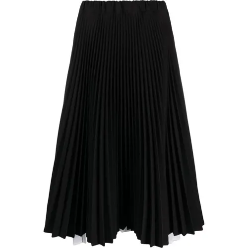 Navy Pleated Skirt , female, Sizes: XS, 2XS - Plan C - Modalova