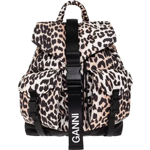 Leopard print backpack , female, Sizes: ONE SIZE - Ganni - Modalova