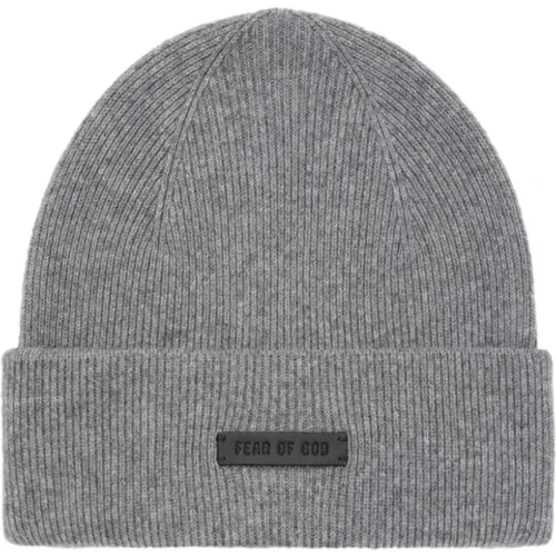 Beanies, male, , Size: ONE SIZE Cashmere Beanie Flannel Knit Logo Patch - Fear Of God - Modalova