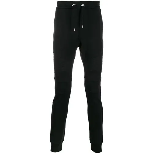 Schwarze Baumwollhose mit bedrucktem Logo und Reißerschlusstaschen , Herren, Größe: 2XL - Balmain - Modalova