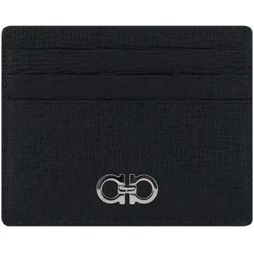 Wallets & Cardholders, male, , Size: ONE SIZE Iconic Gancini Card Holder Two-Tone Design - Salvatore Ferragamo - Modalova