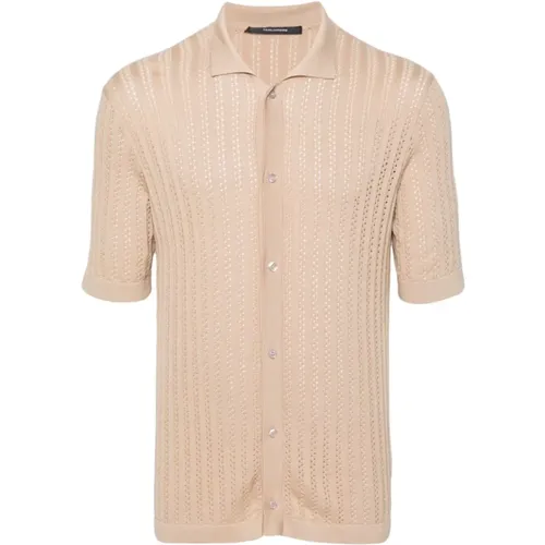 Sand Cotton Knit Polo Shirt , male, Sizes: L, M - Tagliatore - Modalova