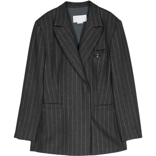 Blazers, female, , Size: S Melton Pinstripe Wool Jacket - Genny - Modalova