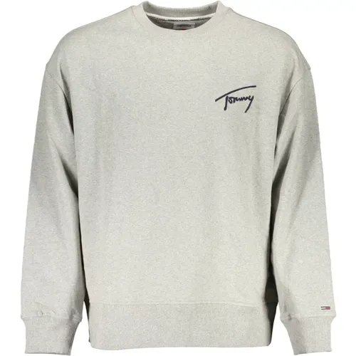 Grauer Pullover mit gesticktem Logo - Tommy Hilfiger - Modalova