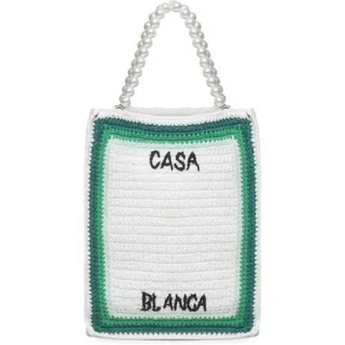 Crochet Green Striped Cotton Bag , female, Sizes: ONE SIZE - Casablanca - Modalova