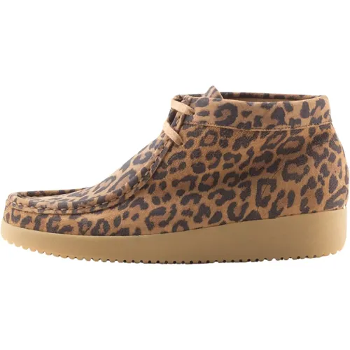 Leopard Wildleder Schnürstiefel , Damen, Größe: 40 EU - Nature Footwear - Modalova