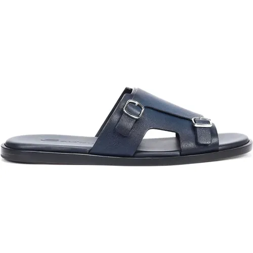 Sliders, male, , Size: 9 1/2 US Modern Slides Sandals - Santoni - Modalova