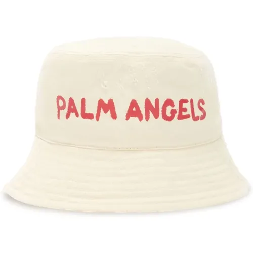 Rote Logo Natürliche Beanie Mütze - Palm Angels - Modalova