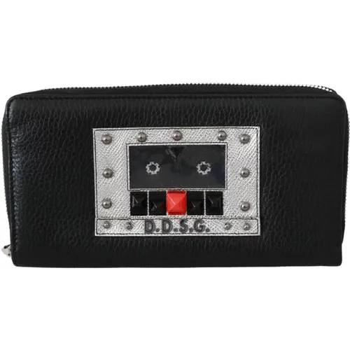 Schwarze Leder-Reißverschlussbrieftasche für Herren - Dolce & Gabbana - Modalova