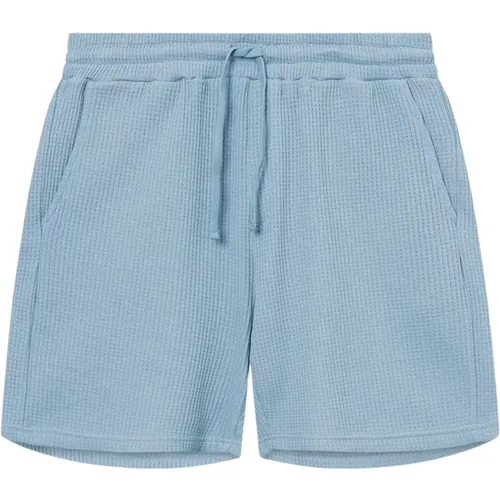 Blaue Waffelmuster Kurze Hose , Damen, Größe: M - Nikben - Modalova