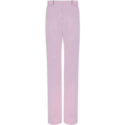 Straight Trousers, female, , Size: S Washed Cotton Silk Blend Duchesse Tailored Straight Pants - Tom Ford - Modalova