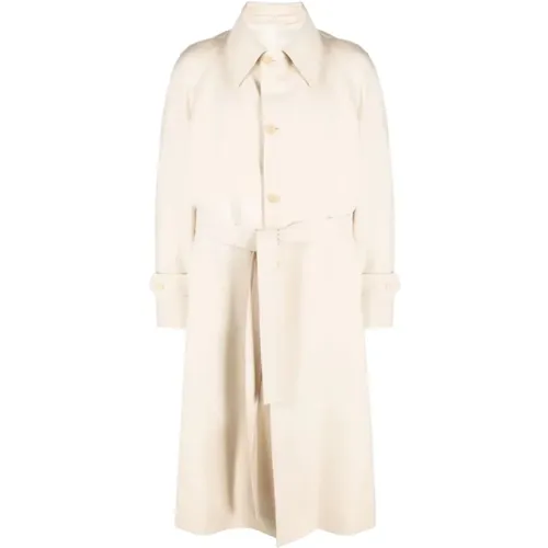 Trench Coats, male, , Size: M Ivory Raglan Sleeve Coat - Giuliva Heritage - Modalova