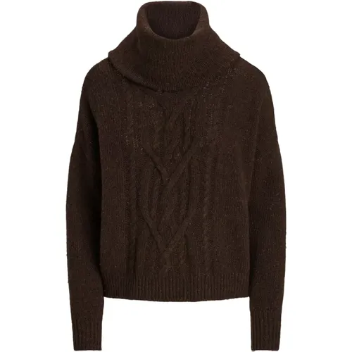 Aran Rollkragenpullover in Braun , Damen, Größe: M - Ralph Lauren - Modalova