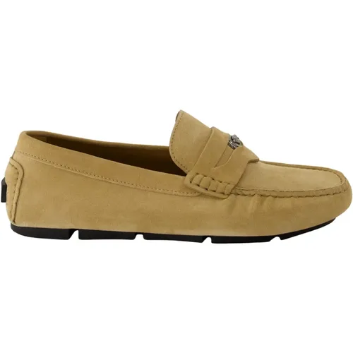 Loafers, male, , Size: 9 1/2 US Suede Driver Moccasins Elegant Design - Versace - Modalova