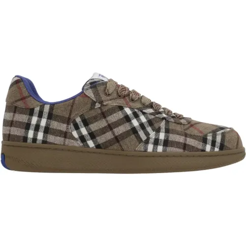 Sneakers, male, , Size: 11 US Canvas Low-Top Sneakers with Check Motif - Burberry - Modalova