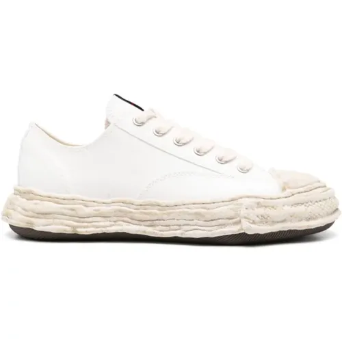 Weiße Canvas-Sneaker mit Distressed-Effekt , Herren, Größe: 43 EU - Maison Margiela - Modalova