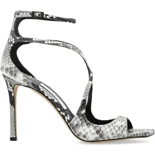 High Heel Sandals, female, , Size: 7 US Python-Print Sandals in Grey - Jimmy Choo - Modalova