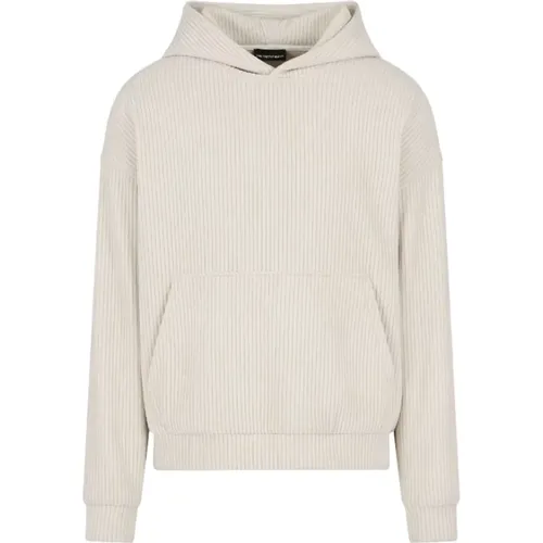 Weiße Kapuzenpullover Vertikal Gerippter Pullover , Herren, Größe: M - Emporio Armani - Modalova