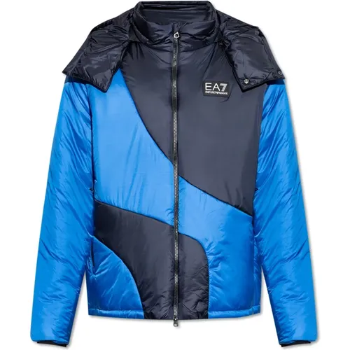 Gepolsterte Jacke mit abnehmbarer Kapuze , Herren, Größe: M - Emporio Armani EA7 - Modalova