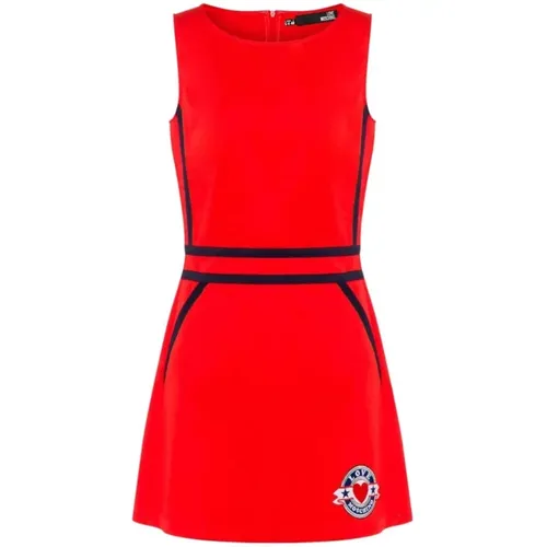 Rotes ärmelloses Kleid mit Matrosen-Patch , Damen, Größe: XS - Love Moschino - Modalova