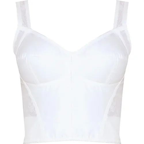 White Sleeveless Top with Molded Cups , female, Sizes: S - Dolce & Gabbana - Modalova