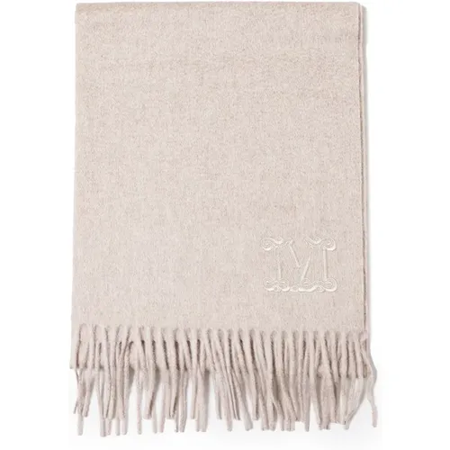 Cashmere Monogram Scarf Fringes , female, Sizes: ONE SIZE - Max Mara - Modalova