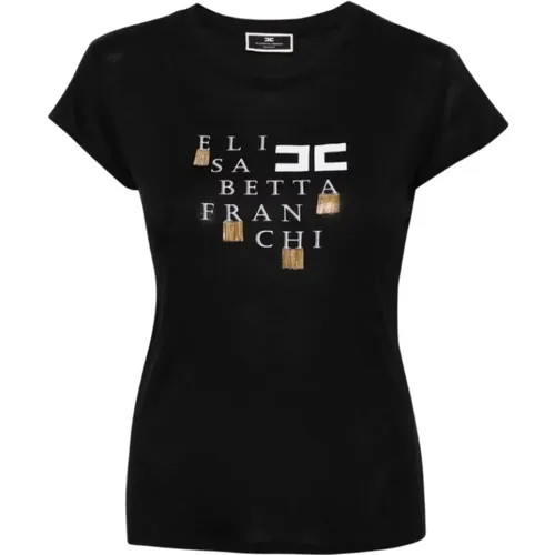 Classic T-Shirt , female, Sizes: L, XL - Elisabetta Franchi - Modalova