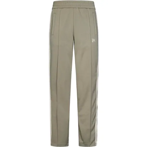 Grey Trousers with White PA Monogram and Black-Stripe Bands , male, Sizes: M - Palm Angels - Modalova