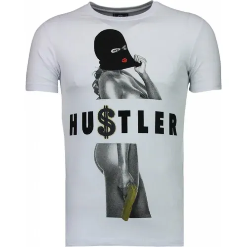 Hustler Rhinestone - Herren T-Shirt - 5087W , Herren, Größe: XL - Local Fanatic - Modalova