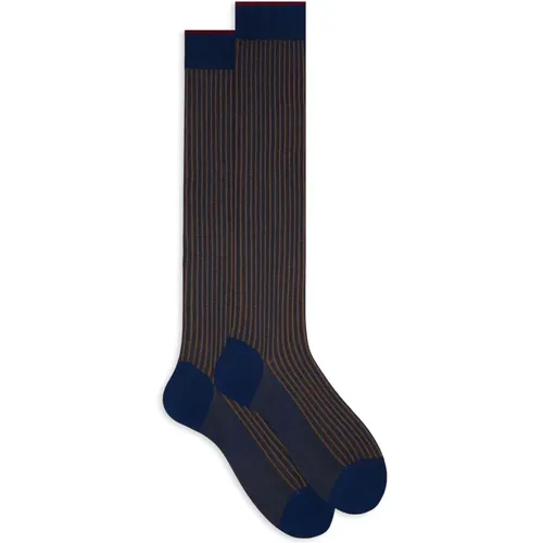 Stilvolle italienische lange Plated Cotton Socken , Herren, Größe: S - Gallo - Modalova