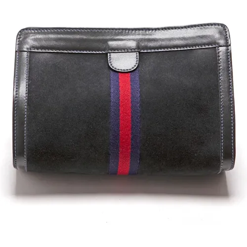 Pre-owned Clutches, male, , Size: ONE SIZE Pre-owned Suede trousse - Gucci Vintage - Modalova