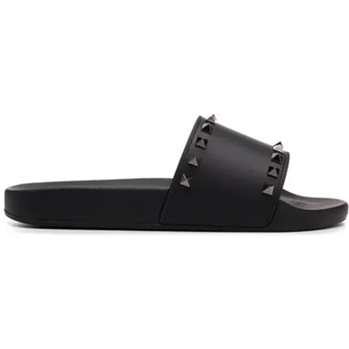 Sliders, male, , Size: 9 US Slides with Tone Studs - Valentino Garavani - Modalova