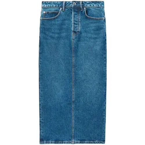 Blaue Denim-Rock mit Logopatch , Damen, Größe: W27 - alexander wang - Modalova