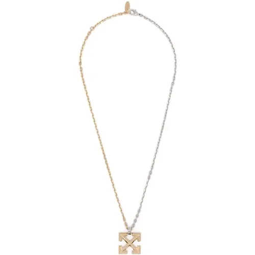 Necklaces, male, , Size: ONE SIZE Gold-tone Cable-link Chain Pendant Jewelry - Off White - Modalova