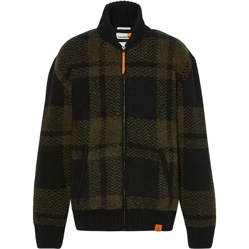 Cardigans, male, , Size: M Men's Checkered Zip Cardigan - Timberland - Modalova