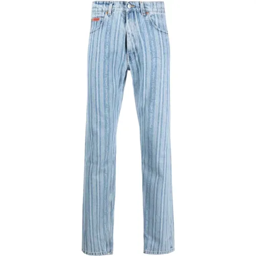 Straight Jeans, male, , Size: M Straight-Leg Jeans with Stripes and Faded Lettering - Martine Rose - Modalova