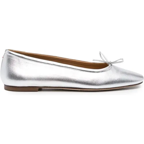 Ballerinas, female, , Size: 11 US Silver Bow Slip-On Flat Shoes - aeyde - Modalova