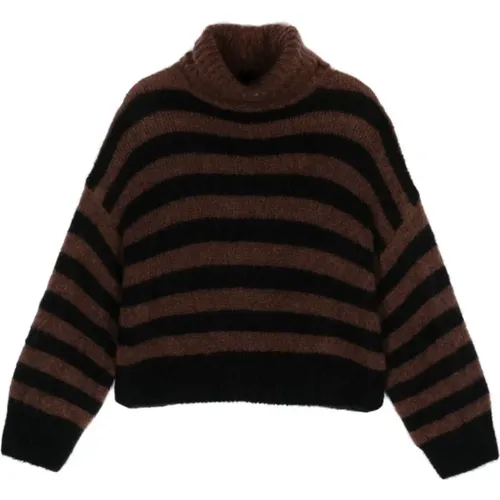 Mohair Blend Striped Turtleneck Sweater , female, Sizes: M - Alysi - Modalova