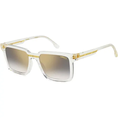 Sunglasses, male, , Size: 54 MM Crystal Grey Sunglasses with Gold Mirror - Carrera - Modalova