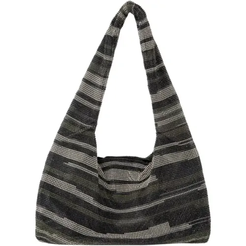 Crystal Mesh Armpit Hobo Bag - Stripes - Str , female, Sizes: ONE SIZE - Kara - Modalova