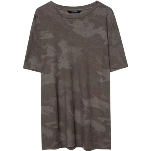 Camouflage Leinen T-Shirt Herrenmode - Zadig & Voltaire - Modalova