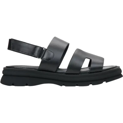 Damen Schwarze Sandalen mit einer Flexiblen Sohle aus Echtem Leder Er00115137 , Damen, Größe: 39 EU - Estro - Modalova