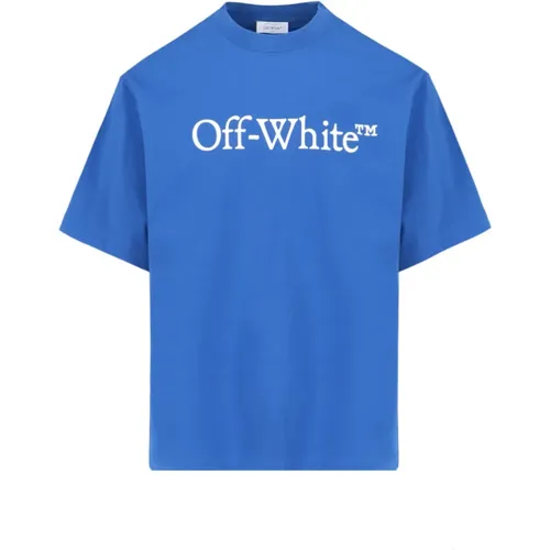 Skate Logo Blaues Baumwoll-T-Shirt - Off White - Modalova