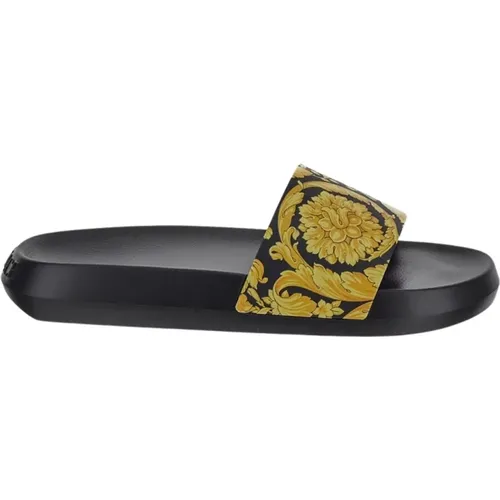 Sliders, male, , Size: 6 US Baroque Print Slide Sandals - Versace - Modalova