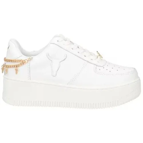 Weiße Gold Leder Plateau Sneakers , Damen, Größe: 37 EU - Windsor Smith - Modalova