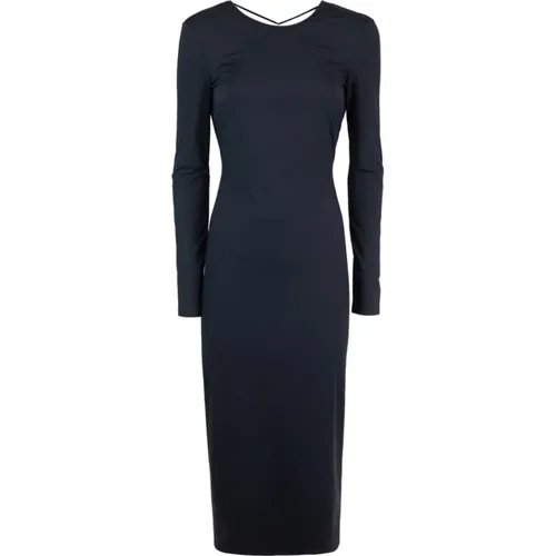 Elegantes Schwarzes Kleid mit Tiefem Quadratischem Ausschnitt und Gekreuztem Rücken-Charme , Damen, Größe: S - PATRIZIA PEPE - Modalova