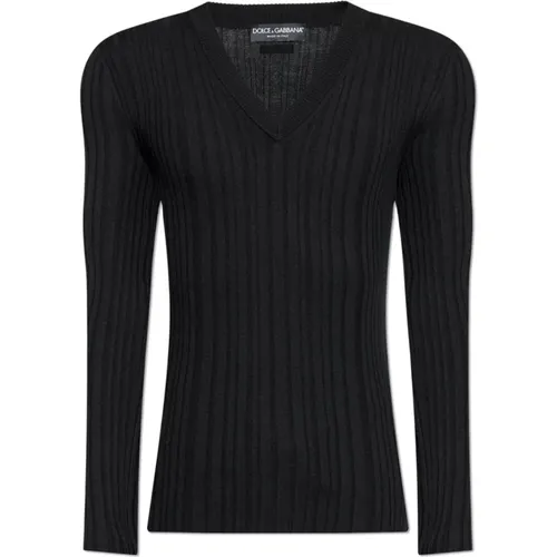 V-neck Knitwear, male, , Size: M V-neck sweater - Dolce & Gabbana - Modalova